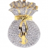 Mens Diamond Dollar Money Bag Pendant 10K Yellow Gold 1.53ct