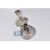 Mens Diamond Dollar Money Bag Pendant 10K Yellow Gold 1.53ct