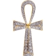 10K Yellow Gold 1.43 ct Diamond Mens Ankh Cross 2 Inch