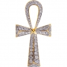 10K Yellow Gold 1.43 ct Diamond Mens Ankh Cross 2 Inch