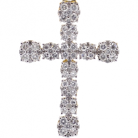 Mens Diamond Cluster Cross Pendant 10K Yellow Gold 1.43ct 1.75"