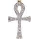 14K Yellow Gold 4.35 ct Diamond Mens Large Ankh Cross