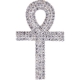 14K Yellow Gold 1.61 ct Diamond Ankh Cross Pendant 2 inches