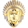 Mens Diamond American Indian Head Pendant 10K Yellow Gold 0.29ct
