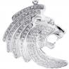 Mens Diamond Lion Cat Head Pendant Solid 10K White Gold 0.79ct