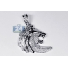 Mens Diamond Lion Cat Head Pendant Solid 10K White Gold 0.79ct