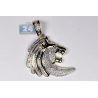 Mens Diamond Lion Cat Head Pendant Solid 10K Yellow Gold 0.77ct