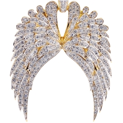10K Yellow Gold 1.25 ct Diamond Two Angel Wings Pendant