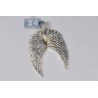 Mens Diamond Two Angel Wings Pendant 10K Yellow Gold 1.25ct