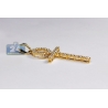 Mens Diamond Egyptian Ankh Cross Pendant 18K Yellow Gold 2.01ct