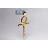 Mens Diamond Egyptian Ankh Cross Pendant 18K Yellow Gold 2.01ct
