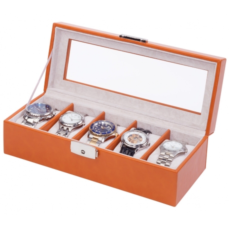 5 Watch Display Storage Box W93013 Orbita Roma Saddle Leather