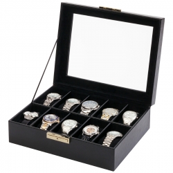 10 Watch Display Storage Box W93011 Orbita Roma Black Leather