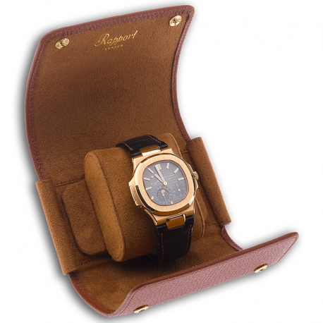 Single Watch Roll Travel Box D191 Rapport Berkeley Brown Leather