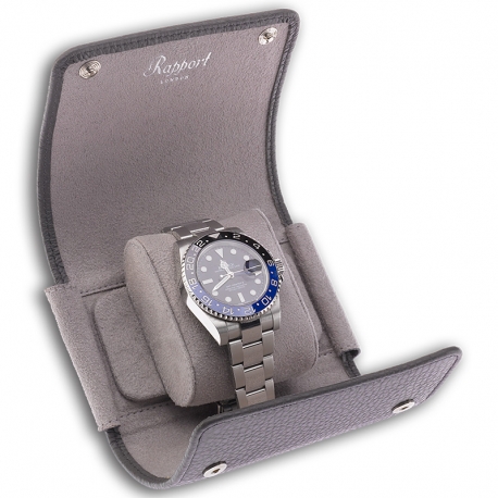 Single Watch Roll Travel Box D192 Rapport Berkeley Gray Leather