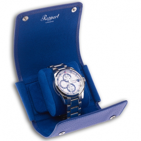 Single Watch Roll Travel Box D193 Rapport Berkeley Blue Leather