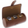 Triple Watch Roll Travel Box D181 Rapport Berkeley Brown Leather