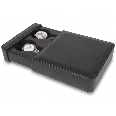 Double Watch Slipcase Travel Box L105 Rapport Portman Black