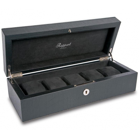 5 Watch Storage Case Box L262 Rapport Portman Black Leather