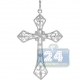 14K White Gold 1.12 ct Diamond Mens Vintage Cross Pendant