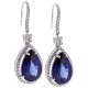 18K White Gold 18.26 ct Blue Sapphire Diamond Hook Earrings 