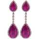18K Rose Gold 17.30 ct Ruby Diamond Womens Drop Earrings