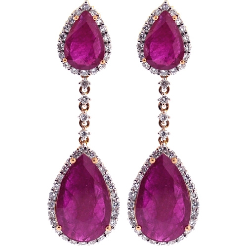 4.50Ct Oval Cut Red Ruby Halo Drop & Dangle Halo Earrings 14K White Gold Finish