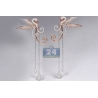 Womens Diamond Swan Dangle Earrings 18K Two Tone Gold 3.84 ct