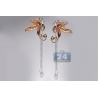Womens Diamond Swan Dangle Earrings 18K Two Tone Gold 3.84 ct