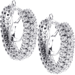 18K White Gold 1.90 ct Diamond Womens Mesh Hoop Earrings