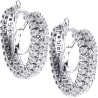 Womens Diamond Mesh Hoop Earrings 18K White Gold 1.90 ct