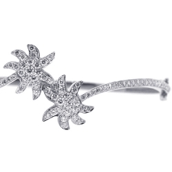 14K White Gold 1.66 ct Diamond Palm Womens Bangle Bracelet