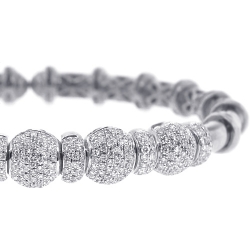 18K White Gold 1.92 ct Diamond Flexible Cuff Bangle Bracelet