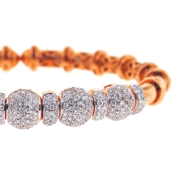 18K Rose Gold 1.91 ct Diamond Flexible Cuff Bangle Bracelet
