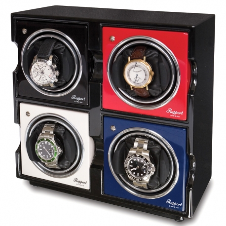 Quad Watch Winder Box FR04 Rapport Evolution Black Wood