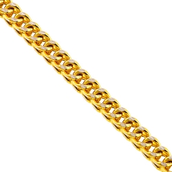 Real 14K Yellow Gold Hollow Franco Diamond Cut Mens Chain 3mm