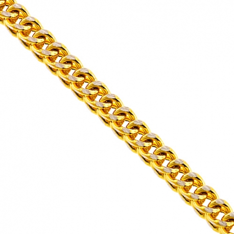 Real 14K Yellow Gold Hollow Franco Diamond Cut Mens Chain 3mm