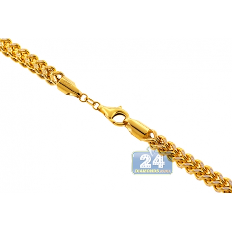 14k Yellow Solid Gold Diamond Cut Round Franco Chain (3.10 mm)