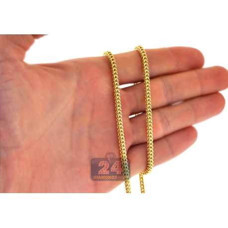 14k Yellow Solid Gold Diamond Cut Round Franco Chain (3.10 mm) main image 1
