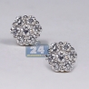 Womens Diamond Cluster Stud Earrings 14K Yellow Gold 0.50ct