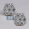 Womens Diamond Cluster Flower Stud Earrings 14K Yellow Gold 3.1ct
