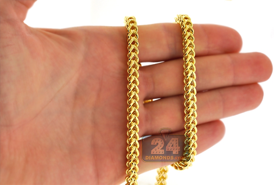 Italian 14K Yellow Gold Hollow Franco Link Mens Chain 5.5 mm