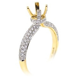 14K Yellow Gold 0.77 ct Diamond Semi Mount Engagement Ring