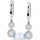 18K White Gold 0.96 ct Diamond Cluster Womens Drop Earrings