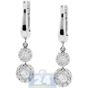 Womens Diamond Cluster Drop Earrings 18K White Gold 0.96 Carat
