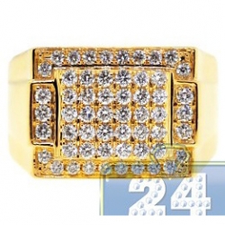 14K Yellow Gold 1.31 ct Diamond Classic Rectangle Signet Ring