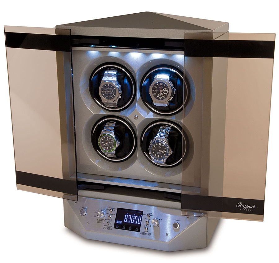 Quad Watch Winder W310 Rapport Templa Silver Wood
