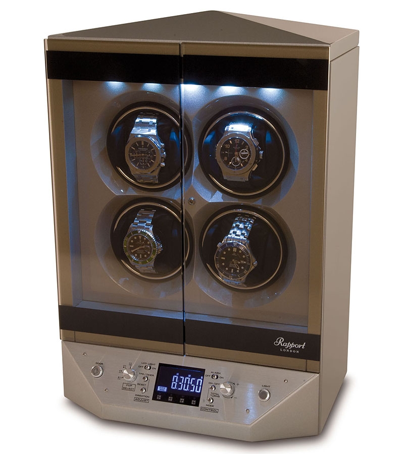 Quad Watch Winder W310 Rapport Templa Silver Wood