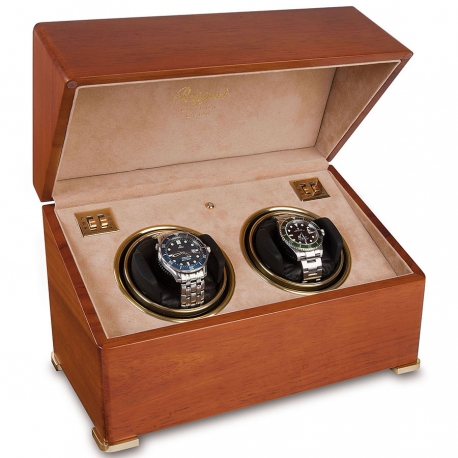 Rapport Perpetua II Satin Walnut Double Watch Winder Box W112