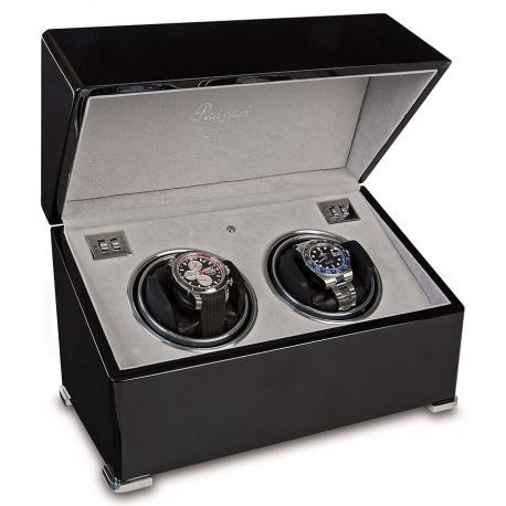 Rapport Perpetua II Ebony Double Watch Winder Box W122